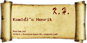 Komlós Henrik névjegykártya